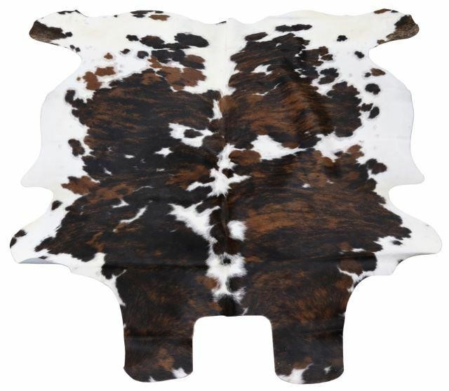 Appraisal: Cowhide white brown black largest measurements approx x