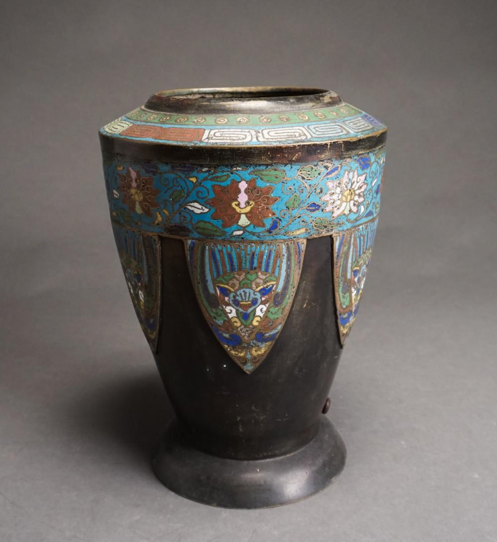 Appraisal: CHINESE CHAMPLEVE ENAMEL LAMP BASE IN CM Chinese Champleve Enamel