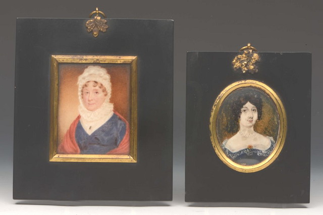 Appraisal: A RECTANGULAR MINIATURE portrait study of a lady probably on