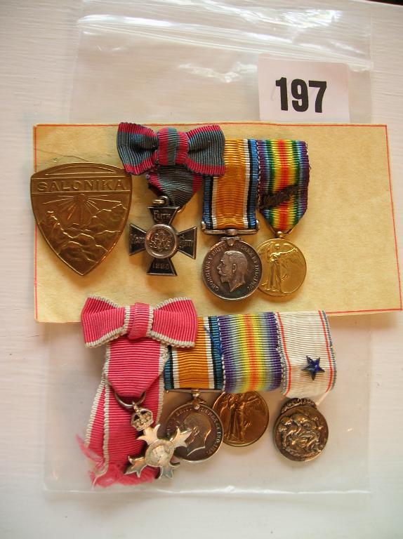 Appraisal: A WWI group of four medals MBE pair of French