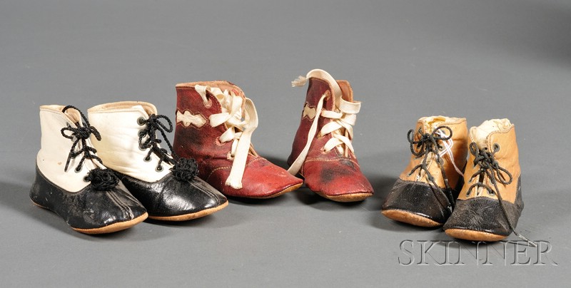 Appraisal: Three Pairs of Kid Baby Boots late th century lace-up