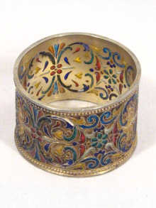 Appraisal: Russian Interest A Russian silver gilt plique a jour enamel