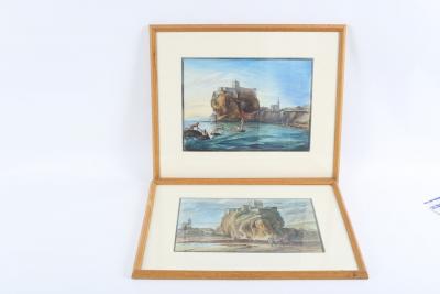 Appraisal: Italian School Rocky Mediterranean Coastal Scenes a pair watercolour cm