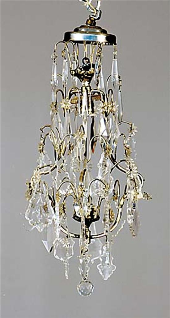 Appraisal: Silverplate and crystal chandelier early th century scrolling arms hung