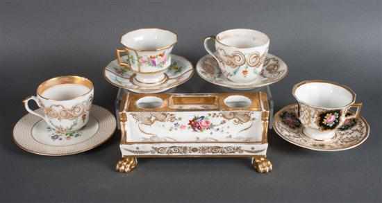 Appraisal: Assorted Porcelain de Paris cups and saucers Continental porcelain teacups