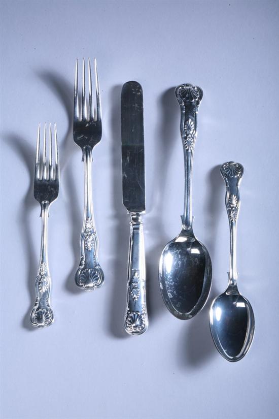 Appraisal: -PIECE SILVER PLATED KINGS PATTERN FLATWARE SERVICE Including dinner knives