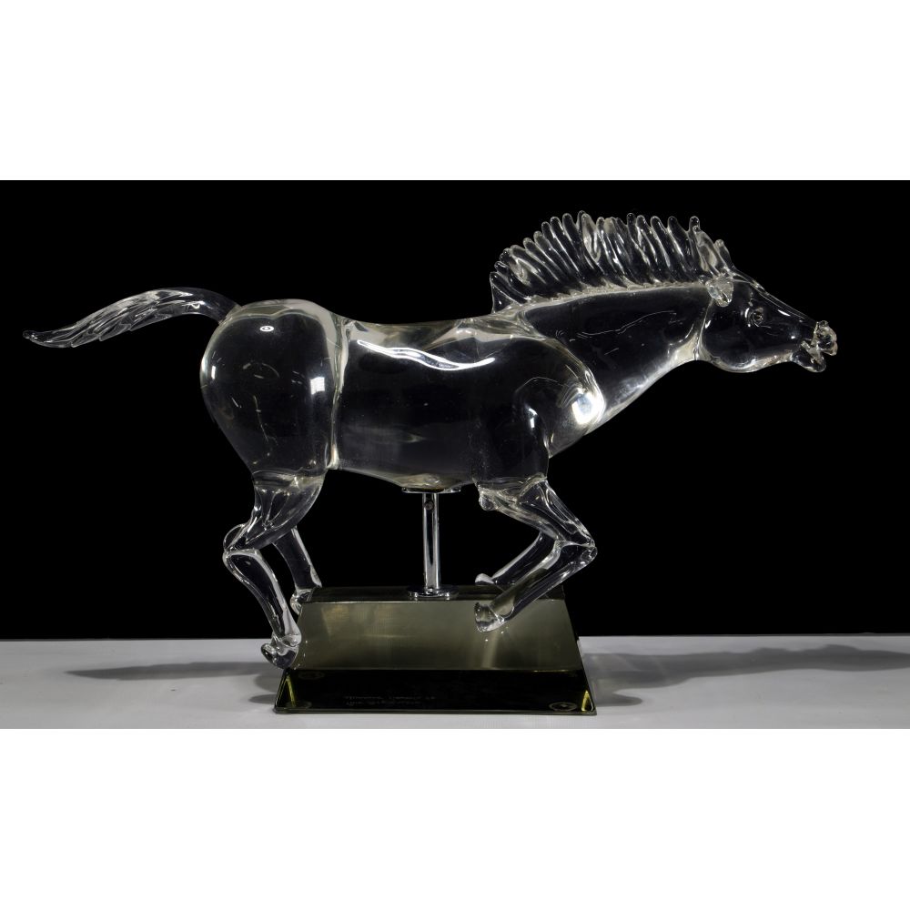 Appraisal: PINO SIGNORETTO ITALIAN - ART GLASS HORSE SCULPTURE etch signed