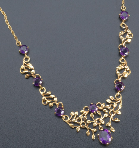 Appraisal: English Arts and Crafts k gold and amethyst necklace ca