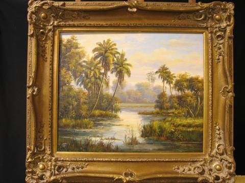 Appraisal: WILLIAM BAUER AMERICAN - LANDSCAPE WITH PALM TREES Oil on