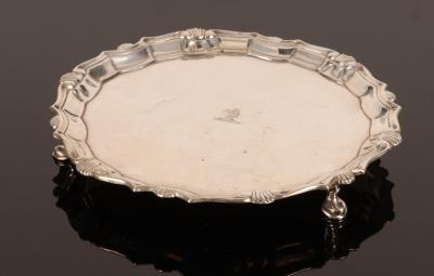 Appraisal: A George II silver card waiter Joseph Sanders London with