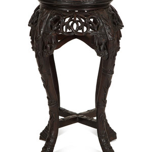 Appraisal: A Chinese Carved Hardwood Stand with Inset Marble Top th