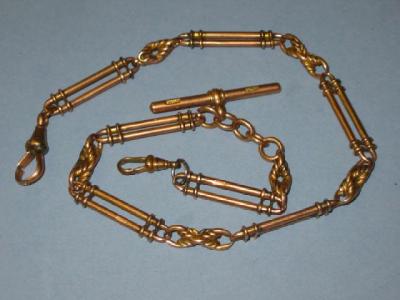 Appraisal: A CT GOLD ALBERT comprising fancy barrel links with knot