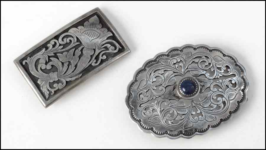 Appraisal: FILIGREE STERLING SILVER AND LAPIS BELT BUCKLE Together with a