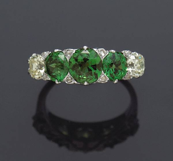 Appraisal: A tsavorite and diamond ring estimated total tsavorite weight carats