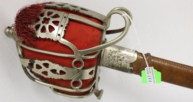 Appraisal: VICTORIAN PERIOD SCOTTISH BASKET HILTEDBROADSWORD ORIGINAL SHARKSKIN GRIP WITH WIRE