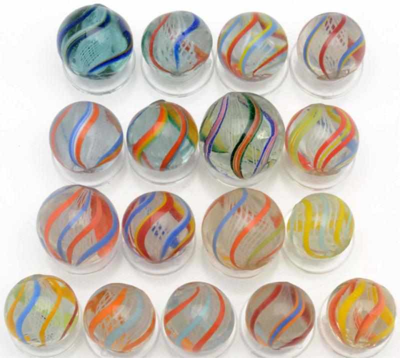 Appraisal: Lot of White Latticino Swirl Marbles Condition - Size Range