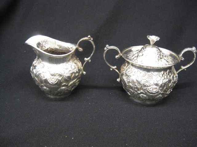 Appraisal: Sterling Silver Repousse Sugar Creamer superb floral hand mark for