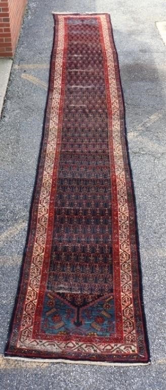 Appraisal: Long Russian hall runner carpet '- x ' Condition losses