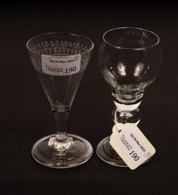 Appraisal: An th Century glass the knopped stem set a teardrop