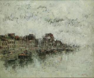 Appraisal: WALLES J R Modernist Oil on Canvas Honfleur Signed and