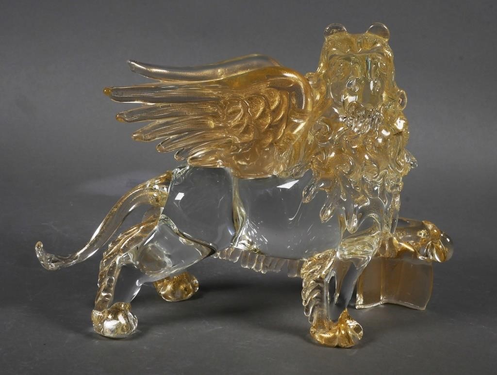 Appraisal: MURANO ART GLASS GRIFFON LION OF ST MARKVenetian glass winged