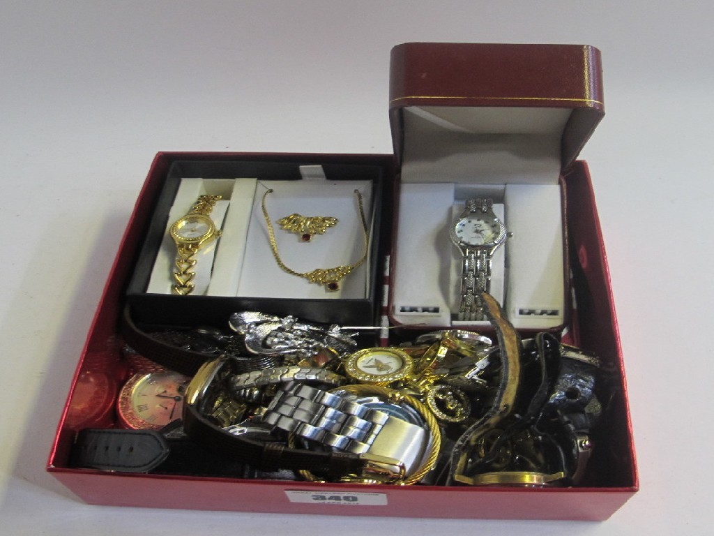 Appraisal: Box of costume jewellery and watches