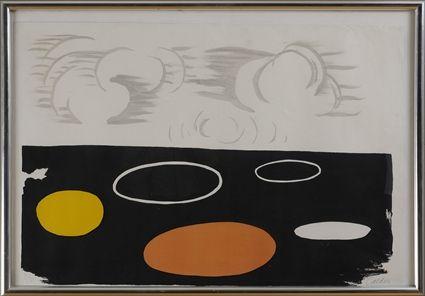 Appraisal: ALEXANDER CALDER - UNTITLED CIRCLES ON BLACK GROUND Lithograph in