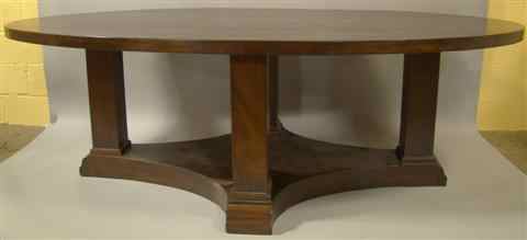 Appraisal: MODERN MAHOGANY OVAL DINING TABLE stamped Boston the oval top