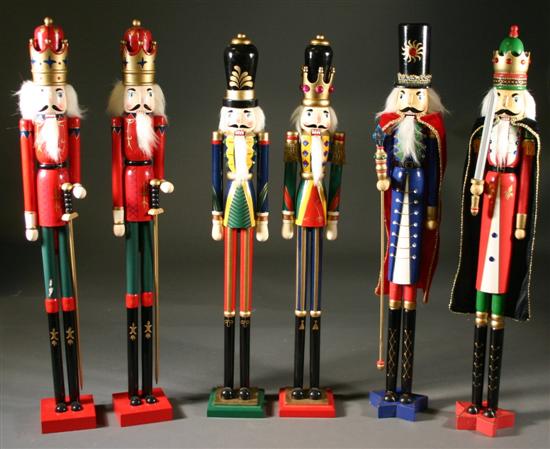 Appraisal: Six modern elongated king and soldier nutcrackers