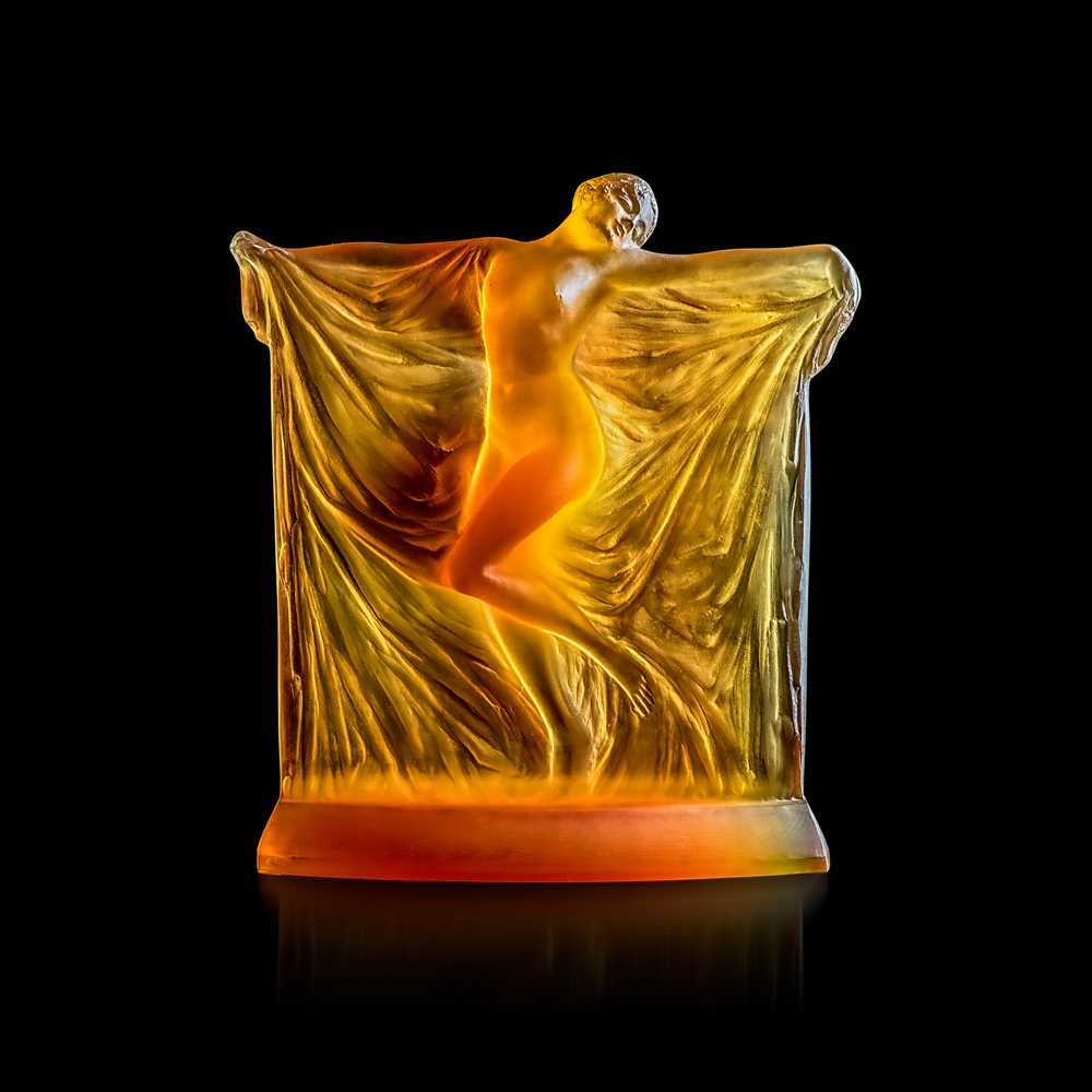 Appraisal: REN LALIQUE FRENCH - THA S STATUETTE NO designed butterscotchwheel-engraved