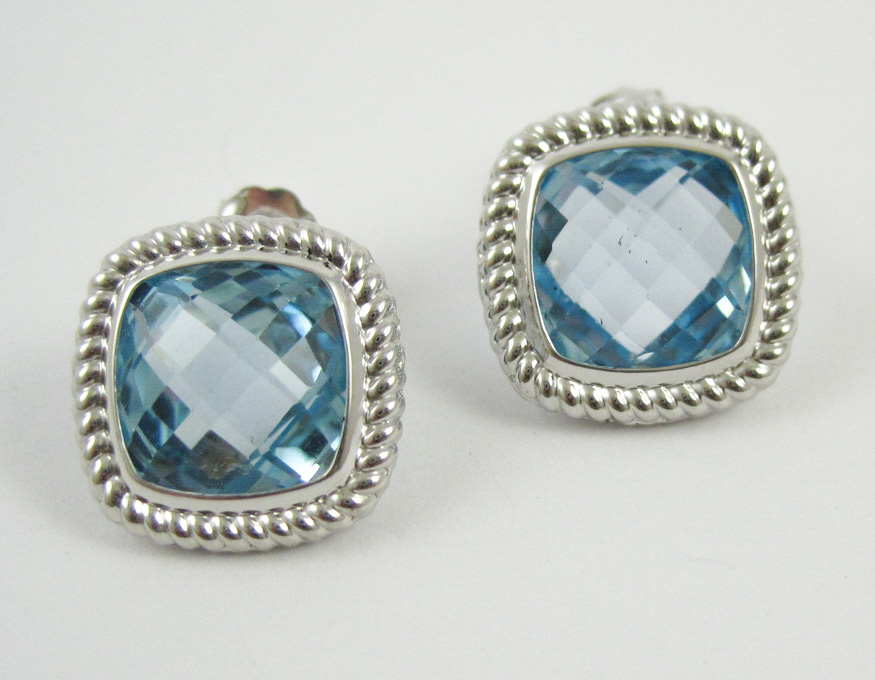 Appraisal: PAIR OF FOURTEEN KARAT WHITE GOLD AND TOPAZ EARRINGS the