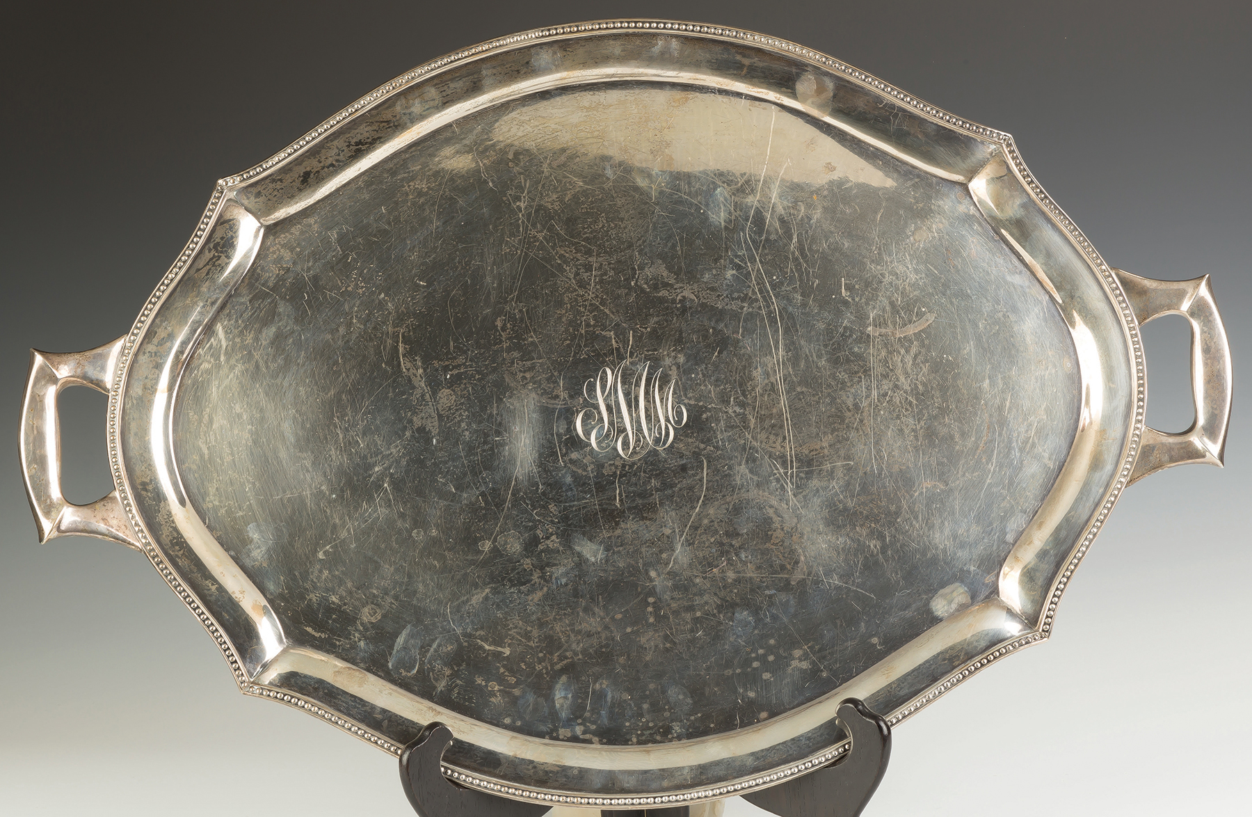 Appraisal: Sterling Silver Tray Monogrammed and engraved on reverse ozt