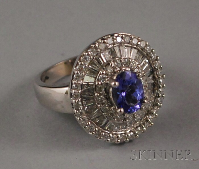 Appraisal: kt White Gold Diamond and Gemstone Cocktail Ring center stone