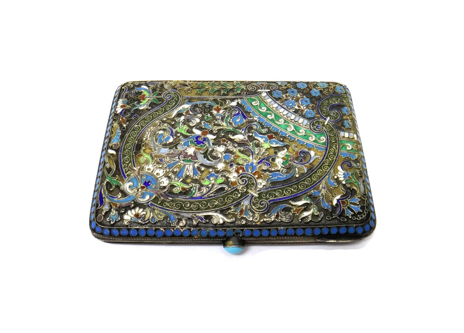 Appraisal: A rectangular cloisonne enamelled cigarette case decorated in a Russian