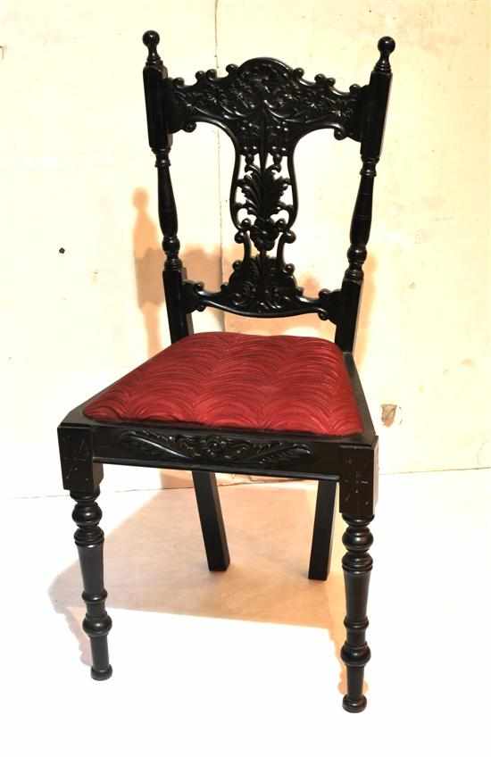 Appraisal: A set of eight Anglo-Ceylonese ebony dining chairs Circa Each