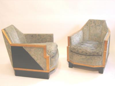 Appraisal: AN ART DECO THREE PIECE SITTING SUITE in satinwood veneer