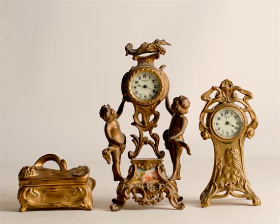 Appraisal: Two New Haven Art Nouveau Table Clocks and a small