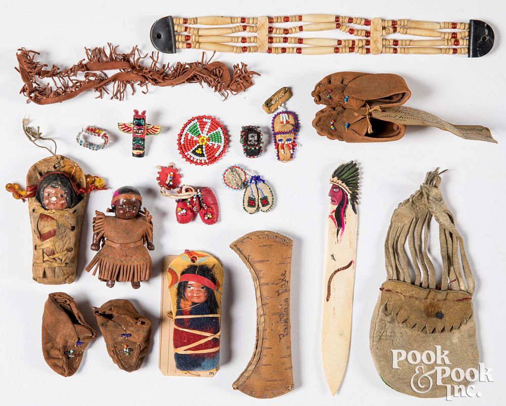 Appraisal: Miniature Native American Indian curios Collection of miniature Native American