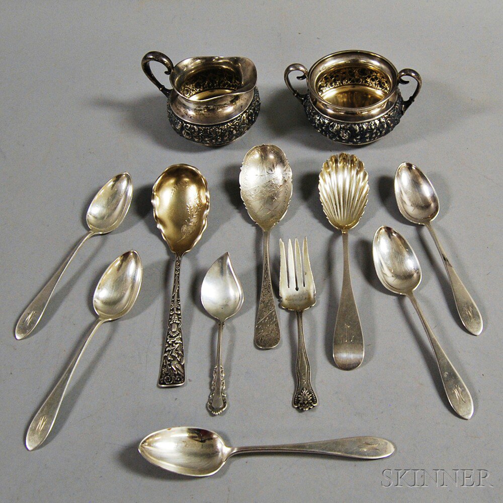 Appraisal: Dominick Haff Sterling Silver Creamer and Sugar and Ten Pieces