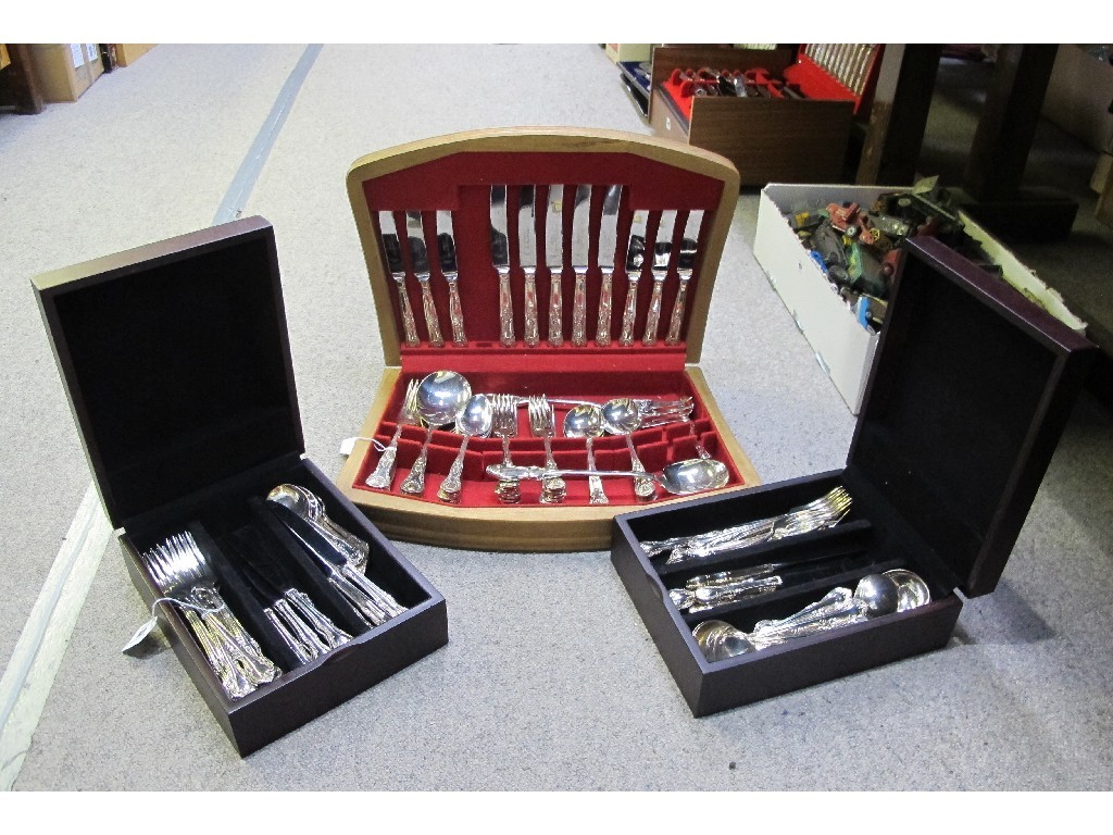 Appraisal: A silver plated cutlery set in three boxes