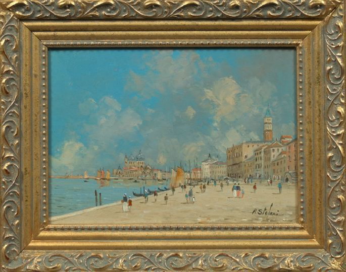 Appraisal: Italian School th Century Venetian Promenade oil on panel -