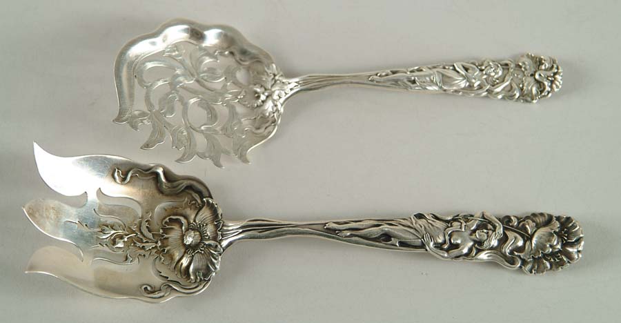 Appraisal: TWO RARE FANCY STERLING SERVING PIECES BY ALVIN IN THE