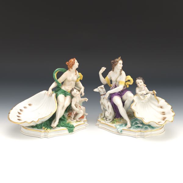 Appraisal: TWO GERMAN PORCELAIN GROUPINGS THURINGIA CA - Two porcelain groupings