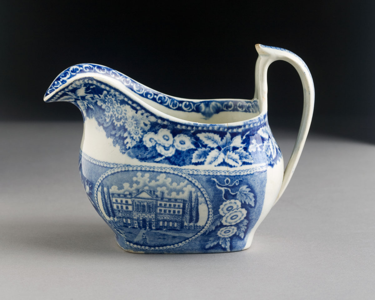 Appraisal: STATE HOUSE HARTFORD MEDIUM-BLUE STAFFORDSHIRE CREAM PITCHER RALPH STEVENSON WILLIAMS