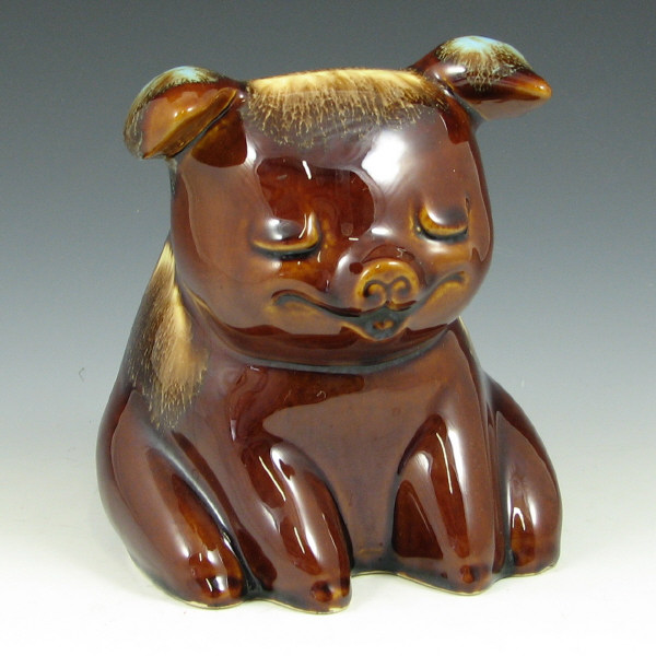 Appraisal: Hull Corky Sitting Pig Bank in Brown Blue - Mint