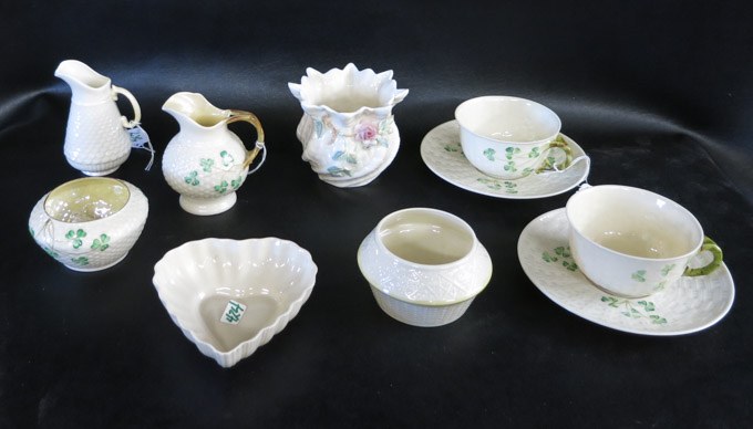 Appraisal: TEN BELLEEK PARIAN PORCELAIN TABLEWARE marks from black Third Mark