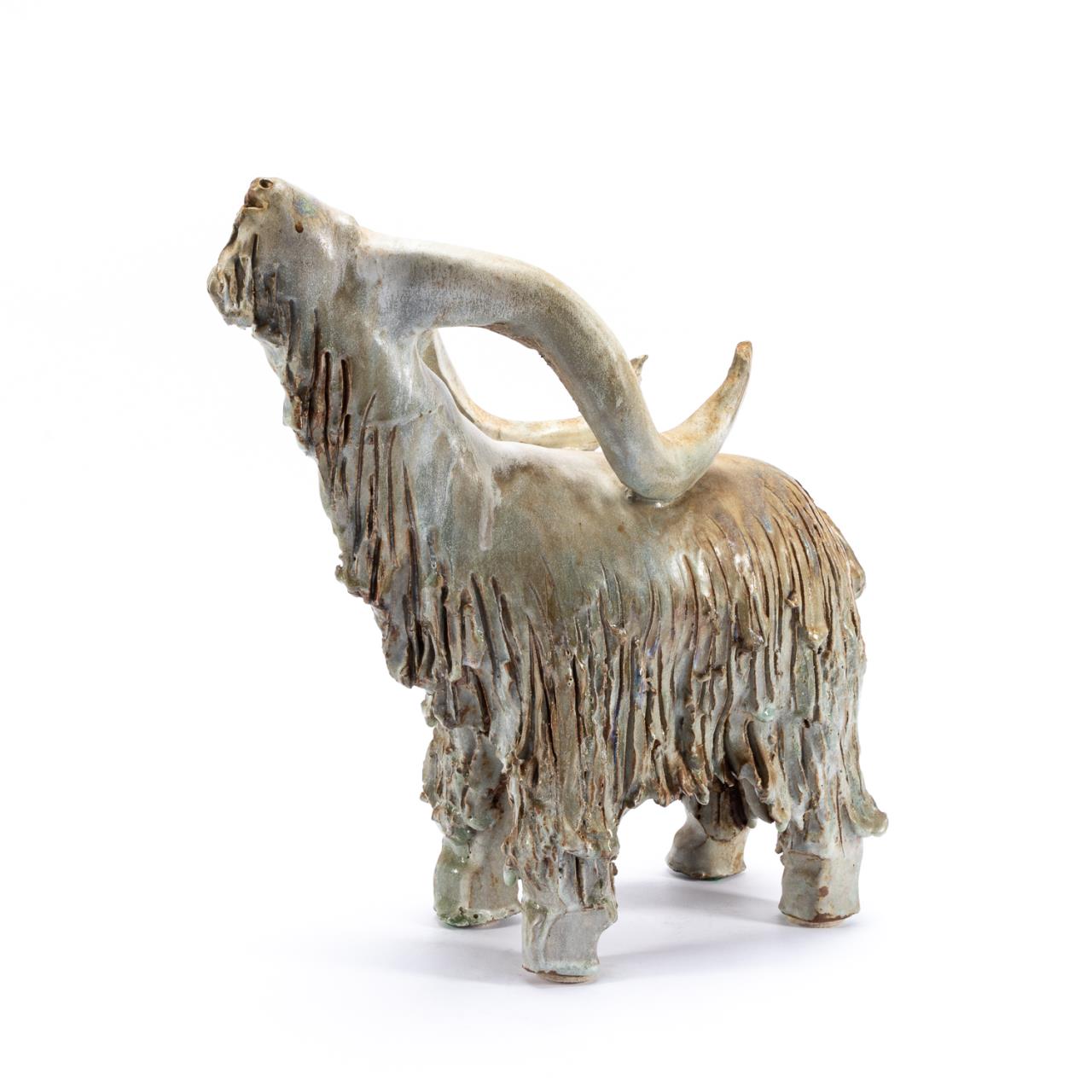 Appraisal: LOET VANDERVEEN GLAZED CERAMIC YAK FIGURE Loet Vanderveen Dutch New