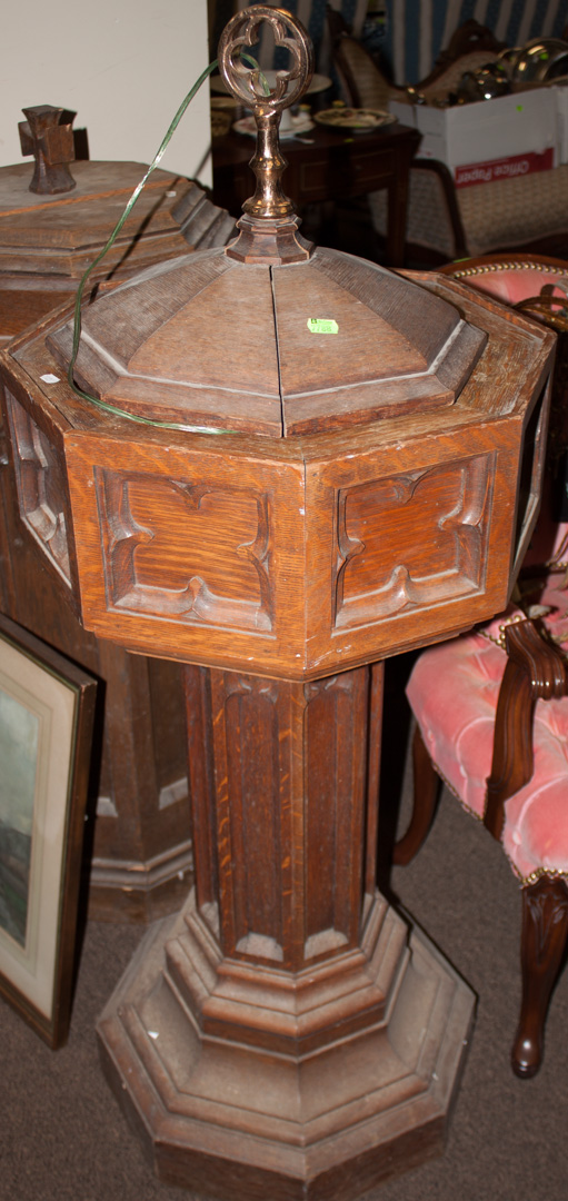 Appraisal: Gothic style oak baptismal font