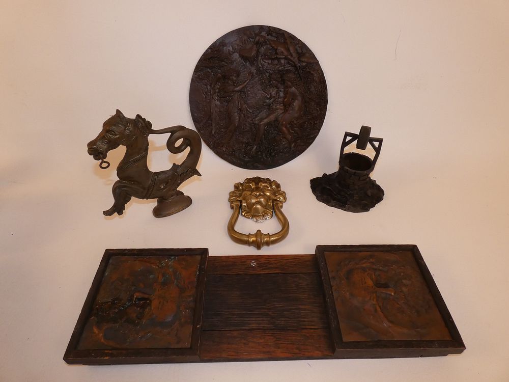 Appraisal: LOT BRONZE METAL ITEMS Lot of antique items inch oval