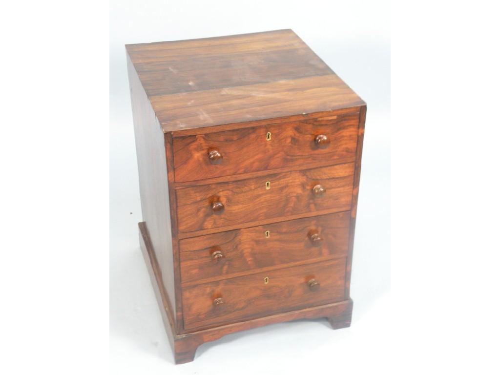 Appraisal: A thC rosewood pedestal chest of four drawers on bracket